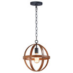 Maxim Lighting - Compass Single Pendant, Antique Pecan/Black - The sphere has become one the most popular styles in lighting decor today. Our latest entry to this category is constructed of heavy channel metal finished in either Barn Wood or Antique Pecan both with Black accents. Now you can enjoy the beauty of wood with the durability and affordable price of metal.