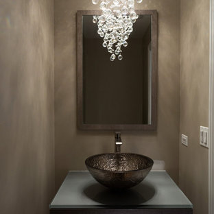 75 Beautiful Modern Powder Room With Glass Countertops