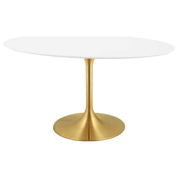 Halstead Oval Coffee Table, Gold White, Large