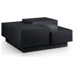Meridian Furniture - Mateo Oak Veneer Coffee Table, Black - Go for a look that's anything but boring when you add this Mateo black coffee table to your living room or other area. A staggered design makes this geometrically inspired art deco table the star of the show and ensures you have oodles of room for displaying items or holding drinks. This multi-level coffee table has a rich black finish that's elegant and chic, and its construction with oak veneer ensure lasting durability and beauty.