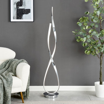 Finesse Decor Vienna LED 55" Tall Integrated LED Dimmable Floor Lamp, Chrome