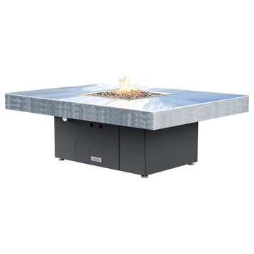 Rectangular Fire Pit Table, 48x36, Natural Gas, Brushed Alumiminum Top, Gray