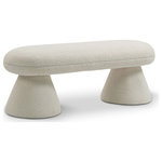 Meridian Furniture - Drum Faux Shearling Teddy Fabric Upholstered Bench, Beige - Indulge in comfort and style with this Drum faux shearling teddy fabric bench. This exquisite stool comes wrapped in soft beige faux shearling teddy fabric to create an inviting seating option that beckons you to relax and unwind. Its tapered base not only ensures stability and adds a touch of contemporary elegance, making it an ideal stool for extra seating or a stylish accent piece in any room.