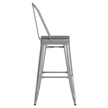 Kai Commercial Grade 30" Silver Stool-Gray Seat