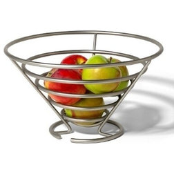 Contemporary Fruit Bowls And Baskets Euro Fruit Bowl, Satin Nickel