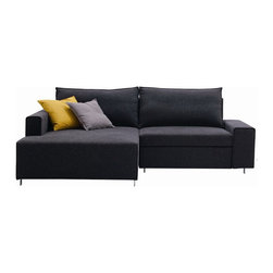 Charcoal Grey Fabric K-51 LAF Sectional Sofa Bed - Sectional Sofas
