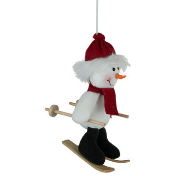 9.5" Skiing Snowman with Red Winter Hat Christmas Ornament