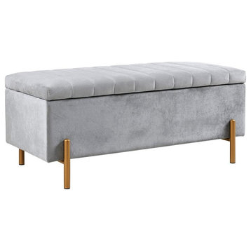Upholstered Storage Bench with Gold Metal Legs, Belen Kox