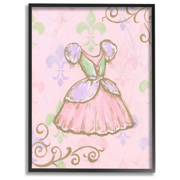 Stupell Industries Princess Dress With Fleur de Lis on Pink Background, 24"x30"