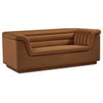 Meridian Furniture - Cascade Upholstered Set, Saddle, Velvet, Loveseat - Add instant modern pizzazz to your living room or den with this Cascade velvet fabric loveseat. Upholstered from top to bottom in soft saddle velvet upholstery, this chic loveseat adds contemporary flair to any space you choose to use it in. Curved arms and a sleek profile make this love seat beautiful to behold while deep channel tufting adds to its long-term durability and adds a textural feel. Thickly padded arms, back and seat make this chair perfect for curling up in while watching TV or reading the latest bestseller.