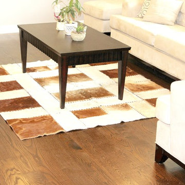 Aydin Custom Luxury Patchwork Rug / Hair-on-Hide / 5'11" x 6'7" / Hand Stitched