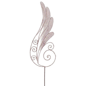 Iridescent Glittered Angel Wing Craft Pick, Pink, 24"
