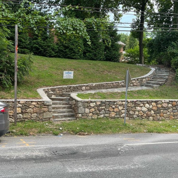Rebuild of Antique 90+ Year Granite Retaining Walls & Walkway in Chevy Chase MD