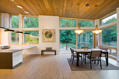 Photo of a modern home design in Seattle.