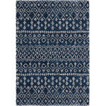 Palmetto Living by Orian - Palmetto Living by Orian Cotton Tail Nardik Navy Area Rug, 5'3"x7'6" - With loose, artistic strokes, a series of pleasingly patterned bands emerge in grey dappled with beige atop the deep blue background of the Nardik area rug in Navy. With a casual feel, this warm floor covering invites lounging and leisure. Use this enticing selection to boost the comfort level of your contemporary home.