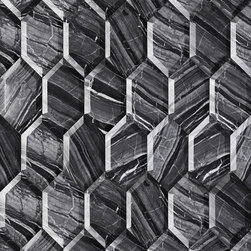 Silver Wave Hexagon Field Dimensional - Wall And Floor Tile