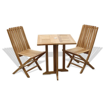 Grade A Teak 27" Dropleaf Table/Folding Chairs, Assembled. By Windsor Teak