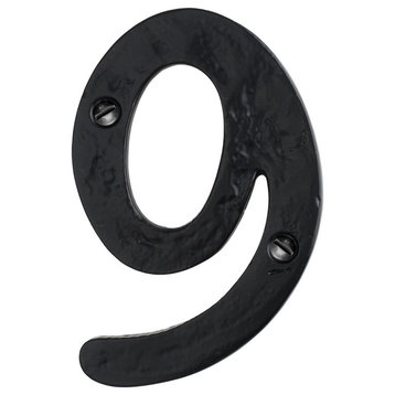 The Mascot Hardware Hammered 4" Black House Number 9 Iron