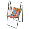 Soft Comfort Swing Chair and Stand, Rust/Teal, Striped