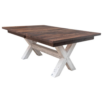 Foster Farmhouse Dining Table, Barnwood, Provincial, 42x72, 2 Middle Leaves