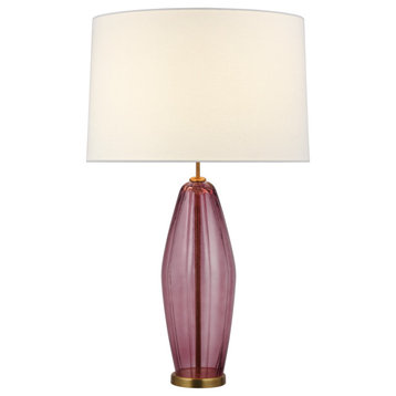 Everleigh Large Fluted Table Lamp in Orchid with Linen Shade