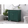 Elegant Decor Wesley 36" Solid Wood Steel Single Bathroom Vanity Set in Green