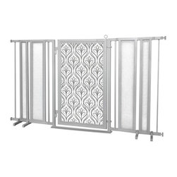 Fusion Gates - 65"-71.5" Satin Nickel Fusion Gate with Satin Harvest Design - Dog Gates
