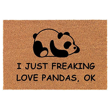 Coir Doormat I Just Freaking Love Pandas Funny (24" x 16" Small)