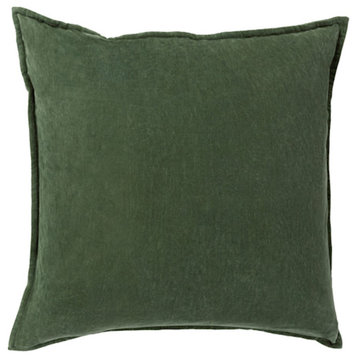 Cotton Velvet by Surya Poly Fill Pillow, Dark Green, 22' x 22'
