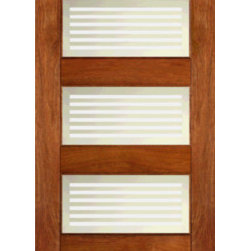 RB-05 Interior Mahogany Contemporary Matte Bars Glass Single Door - Interior Doors