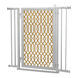 Fusion Gates - Fusion Gate with Gold Lattice Design, Satin Nickel, 32"-36" - Baby Gates And Child Safety