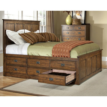 Emma Mason Signature Hill Truck Queen Panel Bed w/ 12 Storage Drawers in Mission