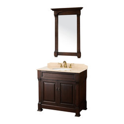 Wyndham Collection Andover 36" Vanity, Ivory Marble Top with White Sink - Bathroom Vanities And Sink Consoles