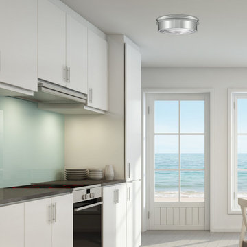 Admiralty 3-Light Ribbed Glass and Chrome Flush Mount Ceiling Light