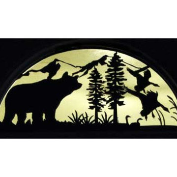 Window Insert with Bears for Home Office