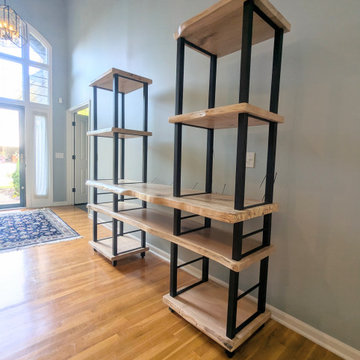 Live Edge Ambrosia Maple Shelving Unit | Custom Vinyl Record & Media Storage