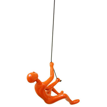 1-Piece Climbing Man Wall Art Sculpture, Orange- Position 5