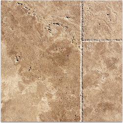 Walnut Chiseled & Brushed Travertine Tiles - Wall And Floor Tile