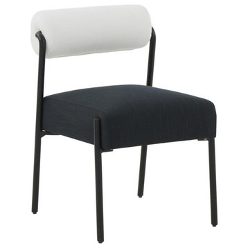 Jolene Cream and Black Linen Dining Chair Set of 2