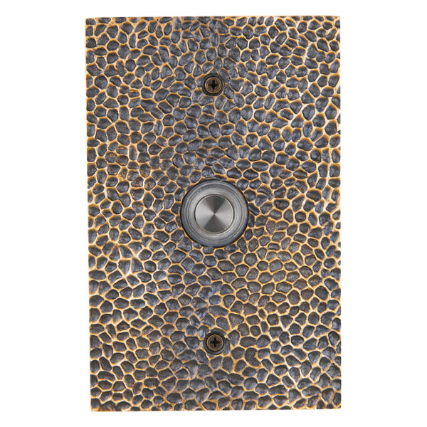 WaterwoodSolid Brass Large Hammered Plate Doorbell in 4 Finishes