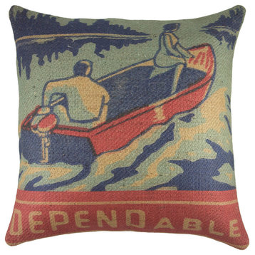 Lake Life Burlap Pillow, "Dependable"