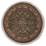 Bareens Designer Rugs - Abassi Afsha Pak Persian Salina Green/Beige Wool Round - 6'1'' x 6'1'' - Designed with mesmerizing intricacy and gorgeous color palette, this hand-knotted masterpiece demonstrates the beauty and electrifying thrill of Pak Persian art. These meticulously hand-knotted Pak-Persian rug is made with pure wool and features breathtaking traditional, transitional, and tribal designs in bold luxurious color pallets. Known for their intricate designs these rugs are a reproduction of Persian rugs, made in Pakistan with unique Mughal designs. Made by master weavers using the same Persian texture, design and dying technique, we wanted to produce the most significant manifestation of Persian art, life, and culture. This rug is most famous for its exceptional quality, incredible designs, patterns, and vibrant rich color. Pak-Persian rugs made with Persian weave with high knot counts, which enables the high intricacy and detail found in the patterns are also referred to as "State of art", each color adds a rich beautiful detail in the artwork of this rug. The design, color, and beautiful chromatic composition with a vibrant sheen with intricate designs, exude beauty, elegance, and quality make this rug a masterpiece of its own.