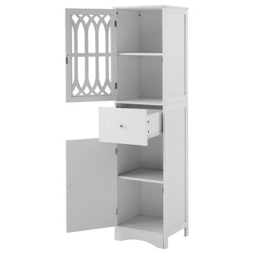 TATEUS Tall Bathroom Cabinet, Freestanding Storage Cabinet, White