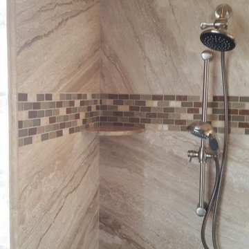 ForzaStone French Mocha Marble Walk in Shower