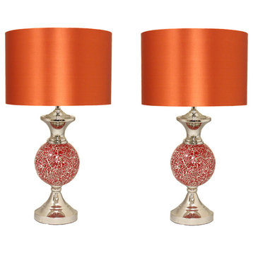 Urban Designs Orange Mosaic Cracked Glass 24" Table Lamp, Set of 2