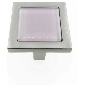 Wisteria Purple Crystal Glass Brushed Nickel Square Manor Knob