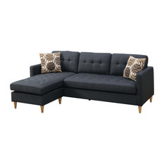 Polyfiber 2 Pieces Sectional With Pillows In Dark Gray