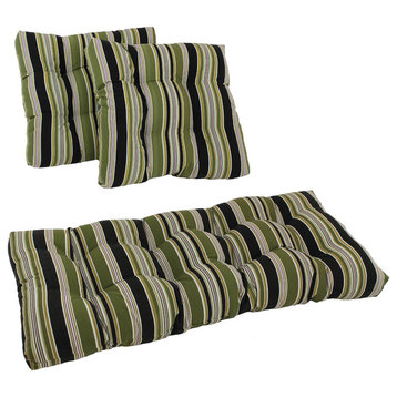 Square Spun Polyester Outdoor Tufted Settee Cushions, 3-Piece Set, Eastbay Onyx