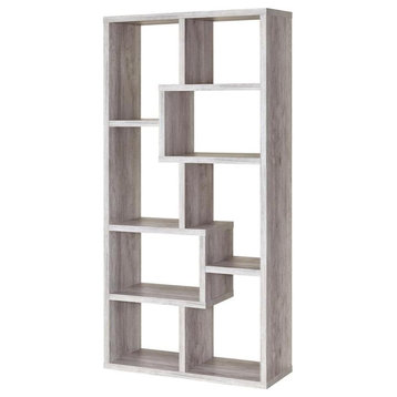 Coaster Transitional Grey Driftwood Bookcase 35x11.75x70.75 Inch