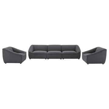 Armchair and Sofa Set, Fabric, Dark Gray, Modern, Living Lounge Hospitality